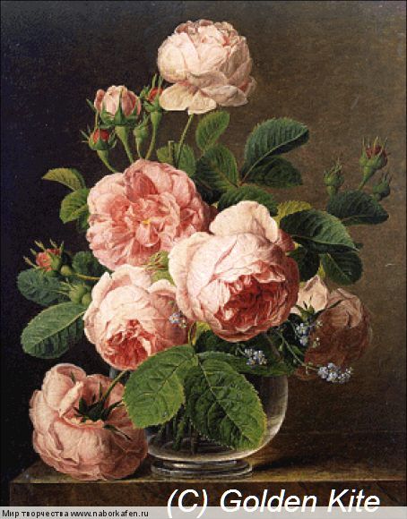 1105. Still Life of Roses in a Glass Vase