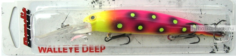 Воблер Bandit Walleye Deep 120 мм / 17,5 гр / Заглубление: до 8,1 гр / цвет:  Pink Yellow Dots  2OL108