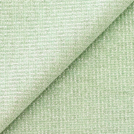 Лоскут трикотажной ткани кашкорсе Зеленый с люрексом