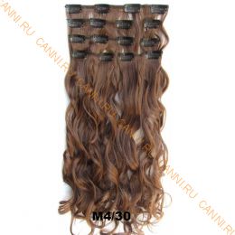 Искусственные волнистые термостойкие волосы на заколках №M004/30 (55 см) - 7 прядей, 100 гр.
