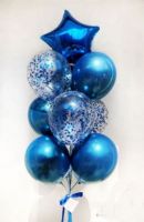 Композиций из синих шариков хром и шаров с синим конфетти Kapriz