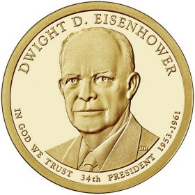 34-й президент США - Дуайт Эйзенхауэр. 1 доллар США 2015 года