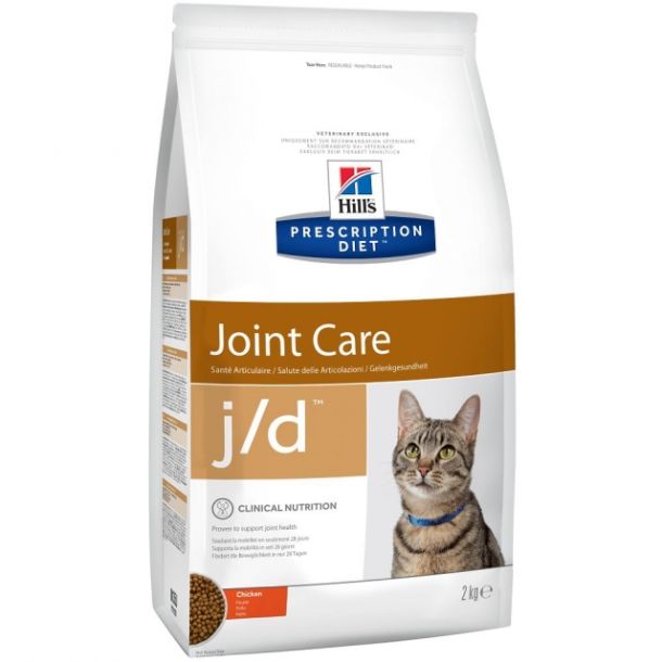 Корм сухой Hill's Diet j/d Joint Care для кошек для поддержания здоровья суставов с курицей, 2кг