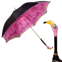Зонт-трость Pasotti Nero Georgin Rosa Flamingo