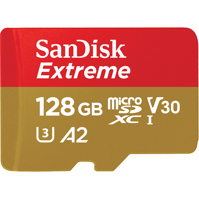 Карта памяти SanDisk Extreme microSDXC UHS-I Class 10 U3 A2 V30 128GB + SD адаптер
