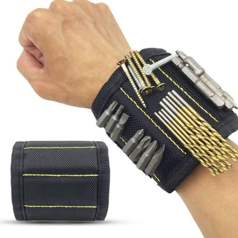 Строительный Магнитный Браслет Magnetic Wristband 5 Магнитов, Цвет Черный