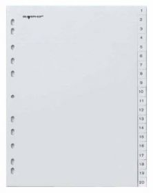 Разделитель индексный Silwerhof A4 пластик 1-20 серые разделы (арт. 384003)