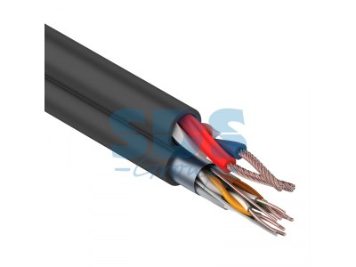 Мульти-кабель  FTP  4PR  24AWG  CAT5e + 2х0.75мм?., 200м., черный, OUTDOOR  REXANT, 01-4044