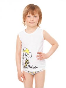 Р200595 Комплект нижнего белья для мальчика белого цвета с принтом Свитанак