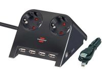 Удлинитель Brennenstuhl Desktop-Power-Plus 2 розетки; 4 USB порта; 1,8 метра; черный; кабель H05VV-F 3G1,5 (1153500122)