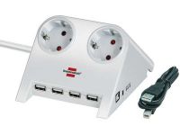 Удлинитель Brennenstuhl Desktop-Power-Plus 2 розетки; 4 USB порта; 1,8 метра; белый; кабель H05VV-F 3G1,5 (1153520122)