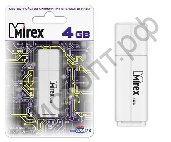 флэш-карта Mirex 4GB LINE WHITE белый  BL-1