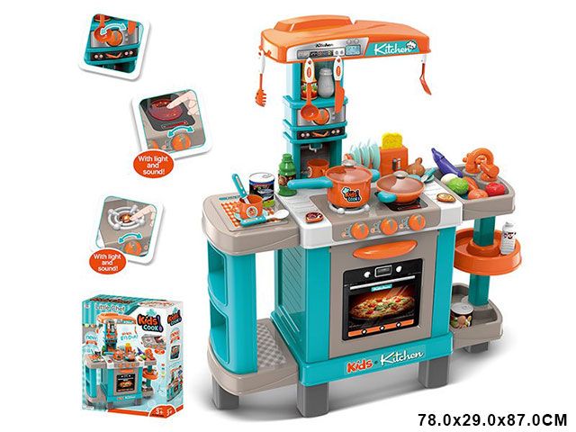 008-938А Кухня детская игровая интерактивная с микроволновкой, кофемашиной, тостером
