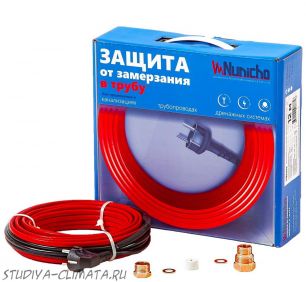Готовый комплект кабеля NUNICHO Micro  внутрь трубы 10 Вт/м - 5 метров  с вилкой и сальниковым узлом 1/2