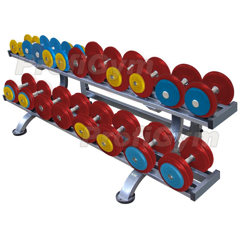 Обрезиненный цветной гантельный ряд «PROFIGYM» от 11 до 31 кг с шагом 2.5 кг