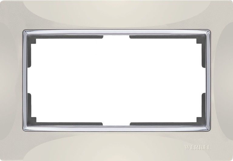 Рамка для двойной розетки Werkel WL03-Frame-01-DBL-Слоновая кость / Серебро