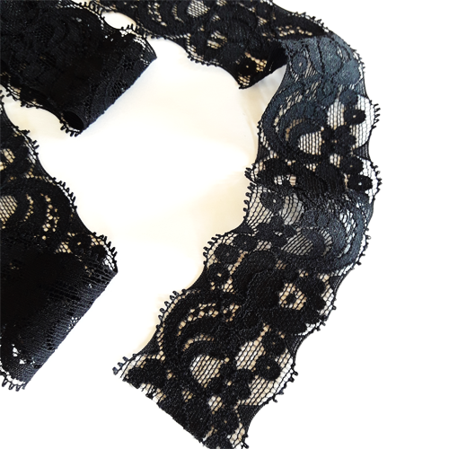 Кружево эластичное черное, ширина 3,5 см, арт. UZK-3803, нарезаем от 50 см