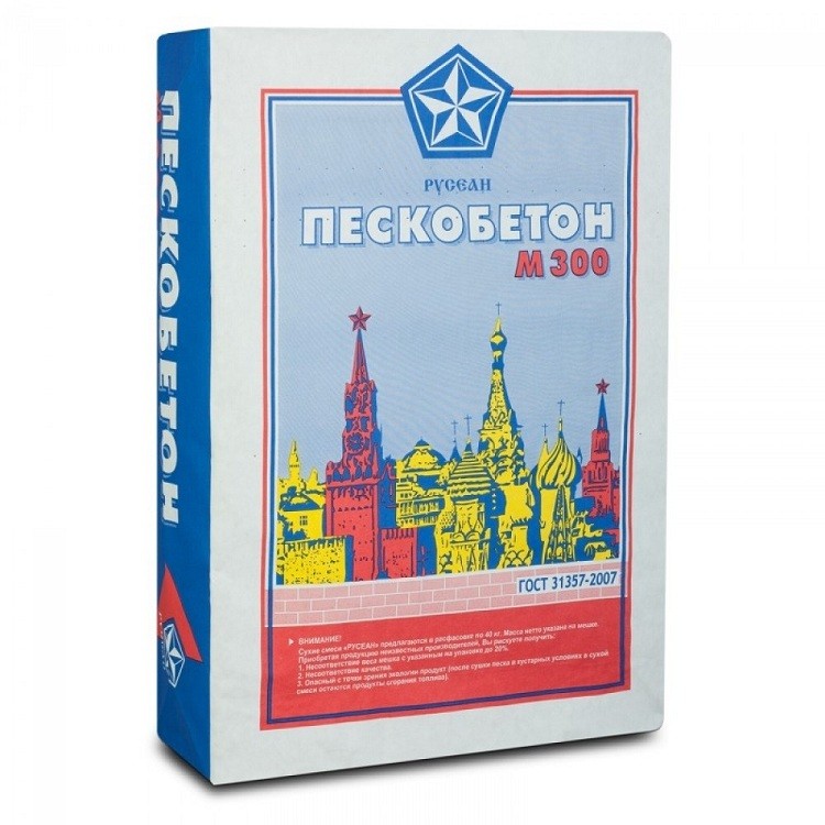 Сухая смесь Пескобетон М300 "Русеан" (мелкая фракция) - 40кг