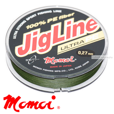 Леска плетеная Momoi JigLine Ultra PE 100 м / цвет: хаки