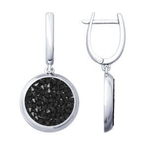 Серебряные серьги с чёрными кристаллами Swarovski 94022683 SOKOLOV