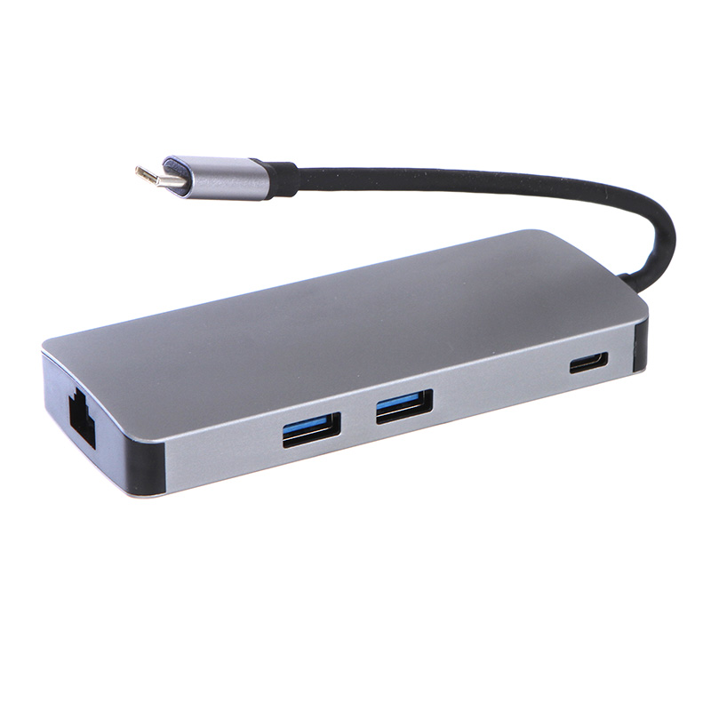 Хаб USB Type-C HDMI+VGA+2*USB3.1+USBC+CardReader+Ethernet