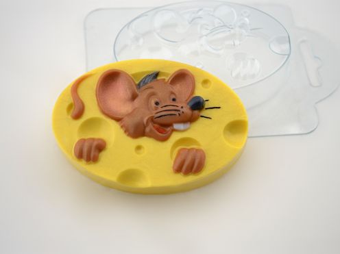 Форма пластиковая для мыла и шоколада "Мышь в сыре"