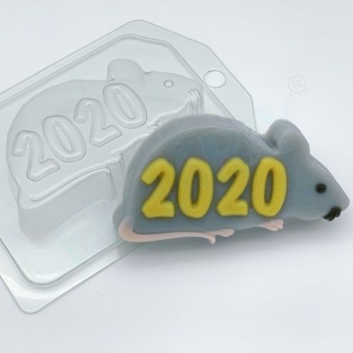 Форма для мыла и шоколада "2020 / На силуэте крысы"