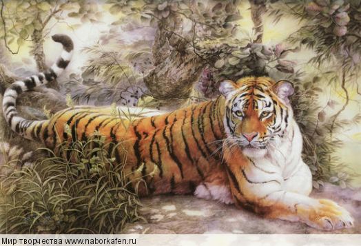 Алмазная вышивка «Тигр отдыхает в укромном месте»