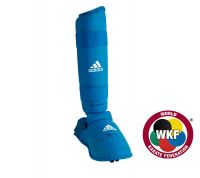 Защита голеностопа Adidas WKF Shin & Removable Foot синяя, размер L, артикул 661.35