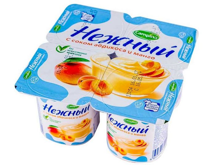 Продукт йогурный Кампина Нежный 1,2% абрикос/манго 100г ООО Кампина
