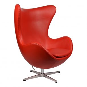 Интерьерное кресло Arne Jacobsen Style Egg Chair красная кожа premium