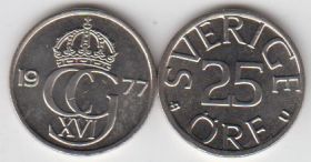 Швеция 25 оре 1977 UNC