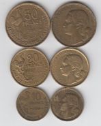 Франция Набор 3 монеты Петухи
