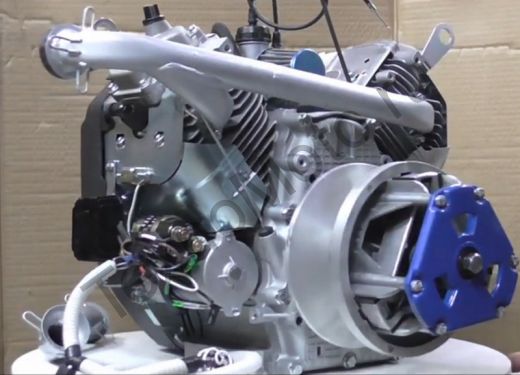 Двигатель на Буран 24 л.с., двухцилиндровый, 4-х тактный с электростартером, вариатором, коленом глушителя, электропроводка, катушка освещения 240 Ват