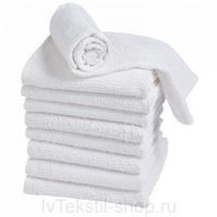 Гладкокрашеное полотенце белое 50х100