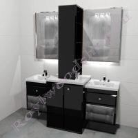 Тумба для ванной под стиральную машину c двумя раковинами "Лидс- double" черная
