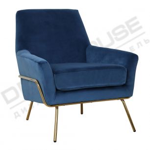 Кресло DeepHouse Амстердам темно-синий бархат + ножки золотой металл для кафе, ресторана, дома, кухни