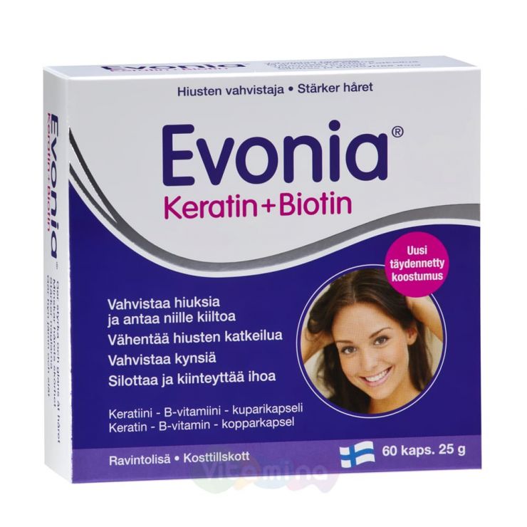 Evonia Keratin+Biotin Эвония витамины для волос Кератин+Биотин, 60 капс
