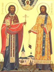 Икона Павел Аношкин и Григорий Смирнов священномученики (рукописная)