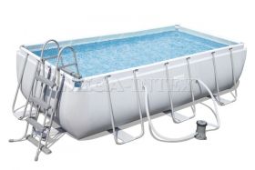 Каркасный бассейн 404 х 201 х 100 см Power Steel Rectangular Frame Pool BestWay 56441, фильтрующий насос, лестница