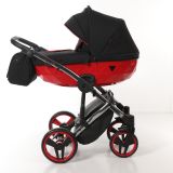 Коляска 2 в 1 Junama Diamond Special Series JDS-01, черный/красный короб/рама серебро