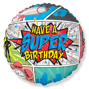 Супергеройский С Днем Рождения шар фольгированный с гелием