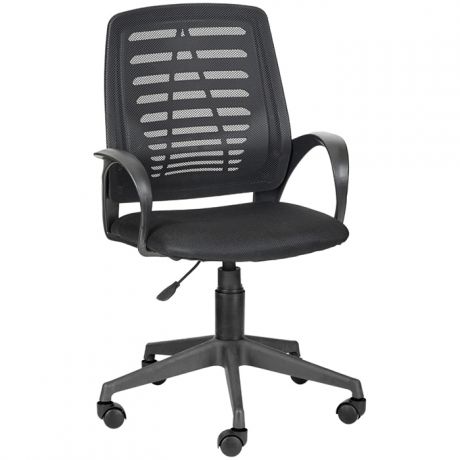 Кресло для компьютера Olss "Ирис", спинка сетка черная, сиденье ткань TW черная, опора-пиастра