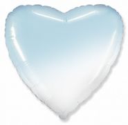 Шар (32''/81 см) Сердце, Голубой, Градиент, 1 шт., Flexmetal
