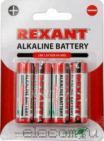 Алкалиновые батарейки AA/LR6 1.5V 4шт в блистере REXANT