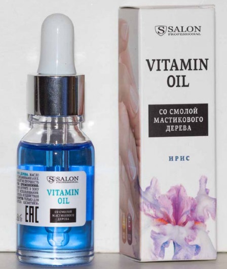 Масло для кутикулы SALON Professional Vitamin Oil со смолой мастикового дерева - ирис