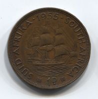 1 пенни 1955 года Южная Африка