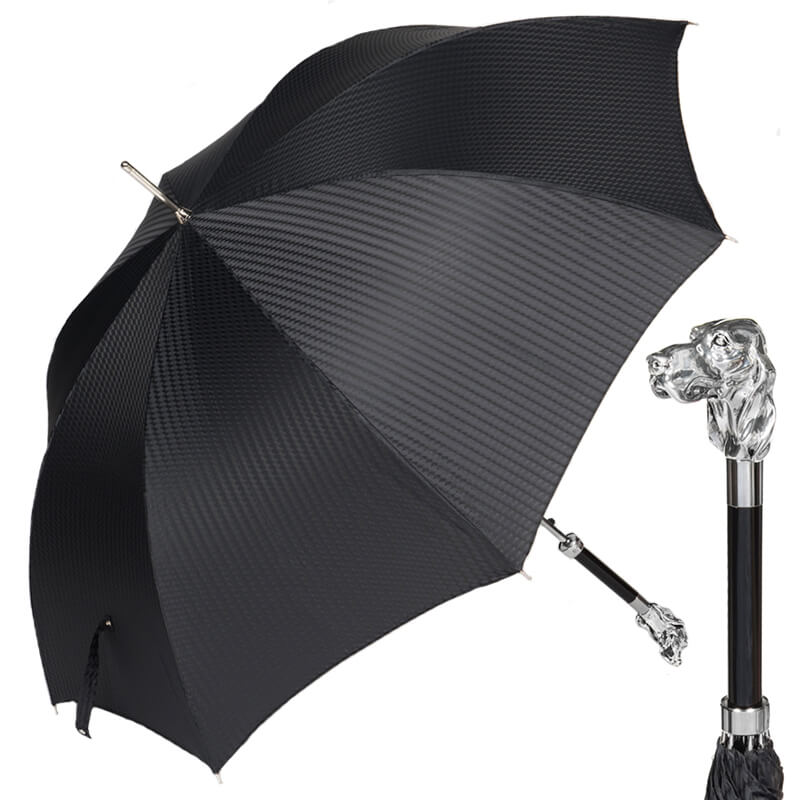 Зонт-трость Pasotti Fido Silver Rombes Black