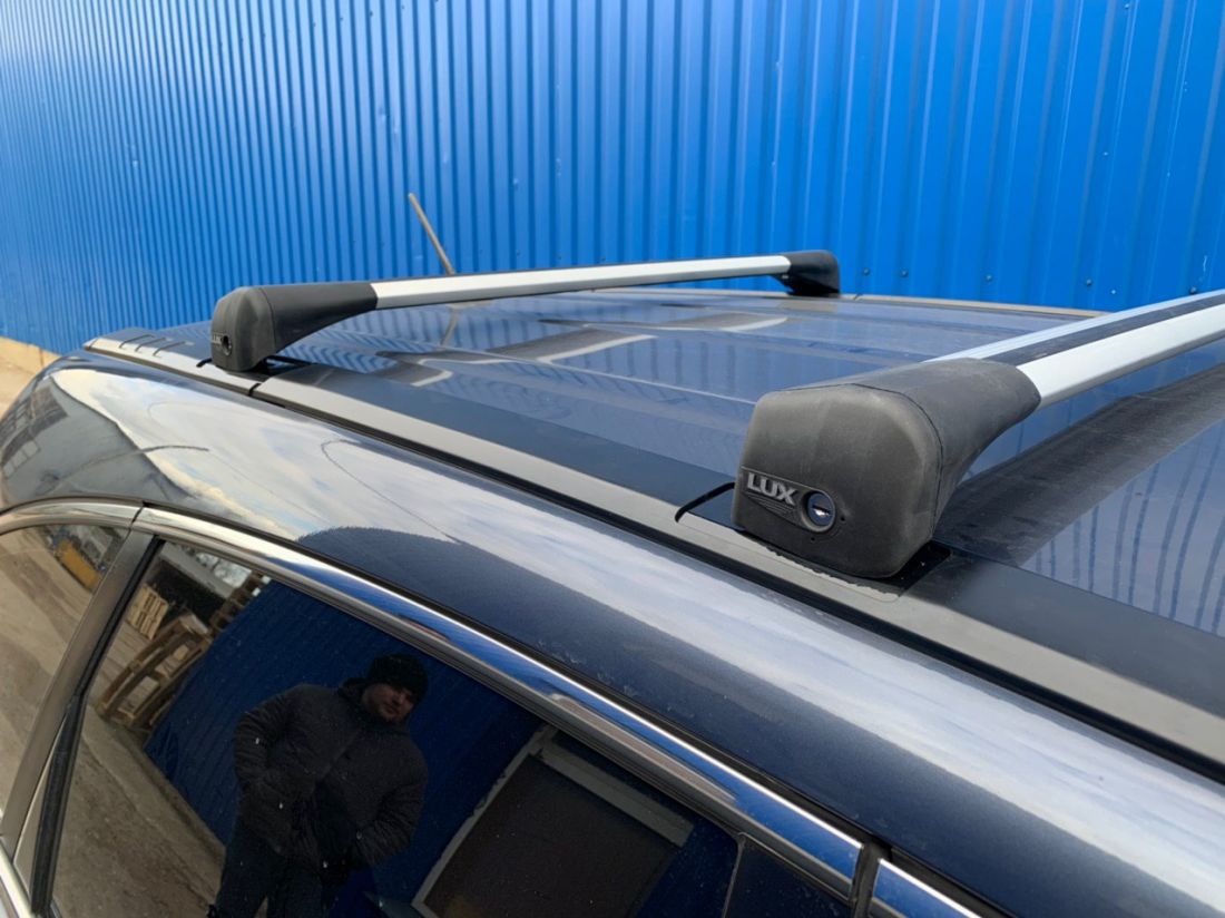 Багажник на крышу Honda CR-V (2007-11), Lux Bridge, крыловидные дуги (серебристый цвет)