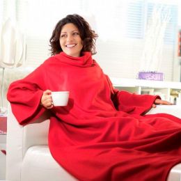 Плед-одеяло с рукавами Snuggie, цвет красный, вид 1
